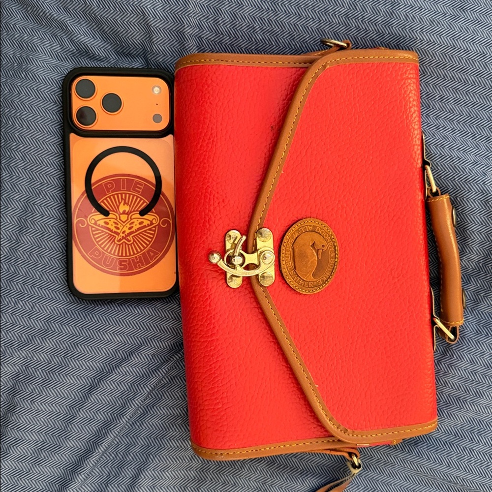 Dooney & Bourke Red and Tan Crossbody Bag - Picture 13 of 14